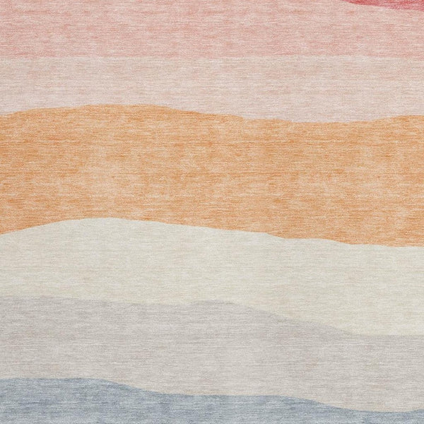 HomeRoots 5' X 8' Vibrant Orange Blush & Lavender Striped Washable Area Rug for Indoor & Outdoor Use 629408