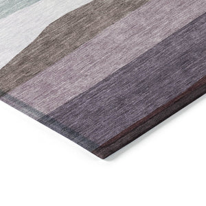 HomeRoots 8' Striped Indoor Outdoor Area Rug in Orange, Blush & Lavender - Washable, Durable, Versatile Design 629409