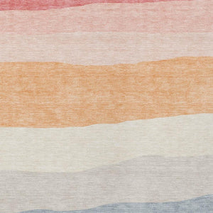 HomeRoots 9' X 12' Striped Washable Area Rug in Orange-Blush & Lavender - Indoor/Outdoor, Durable & Easy Clean 629411