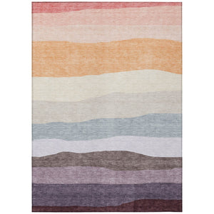 HomeRoots 10' X 14' Stylish Orange Blush & Lavender Striped Indoor/Outdoor Area Rug - Durable & Washable! 629412