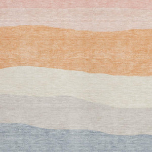 HomeRoots 10' X 14' Stylish Orange Blush & Lavender Striped Indoor/Outdoor Area Rug - Durable & Washable! 629412
