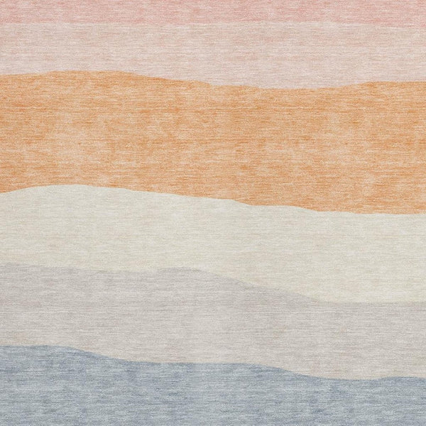 HomeRoots 10' X 14' Stylish Orange Blush & Lavender Striped Indoor/Outdoor Area Rug - Durable & Washable! 629412