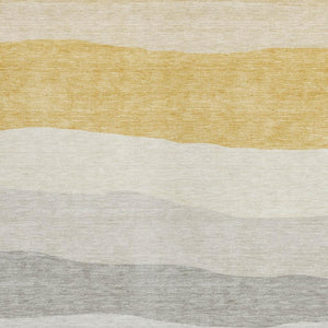 HomeRoots 5' Stylish Pewter Gold & Ivory Striped Indoor/Outdoor Area Rug - Washable, Durable & Versatile Use 629414