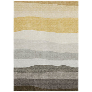HomeRoots 9' Stylish Pewter Gold & Ivory Striped Washable Area Rug for Indoor/Outdoor Use - Durable & Easy Care 629417