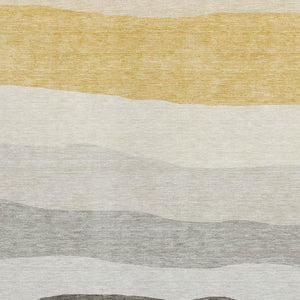 HomeRoots 10' Stylish Pewter Gold Ivory Striped Washable Area Rug - Indoor/Outdoor, Durable & Easy Care! 629418