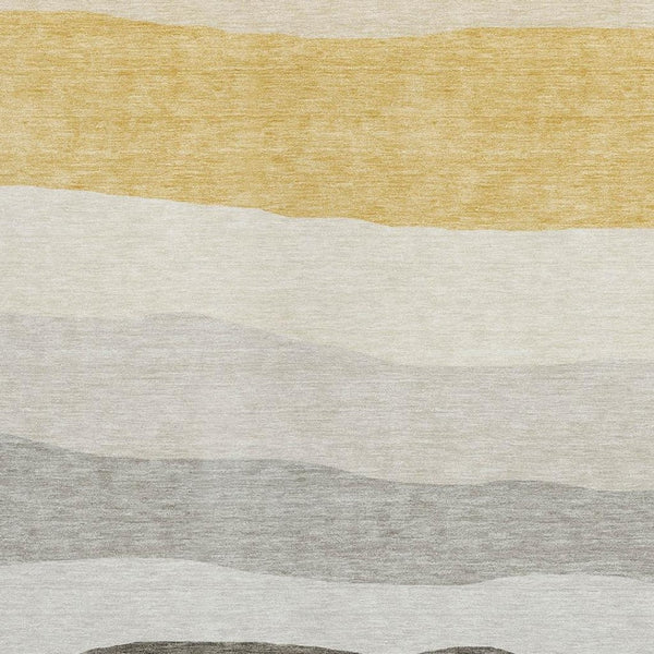 HomeRoots 10' Stylish Pewter Gold Ivory Striped Washable Area Rug - Indoor/Outdoor, Durable & Easy Care! 629418