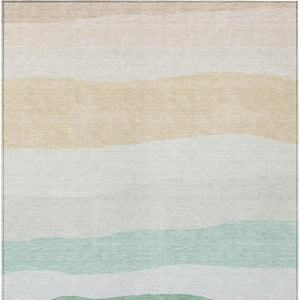 HomeRoots 5' X 8' Striped Teal Blue Green Ivory Rug - Durable, Washable, Perfect for Indoor & Outdoor Spaces 629420