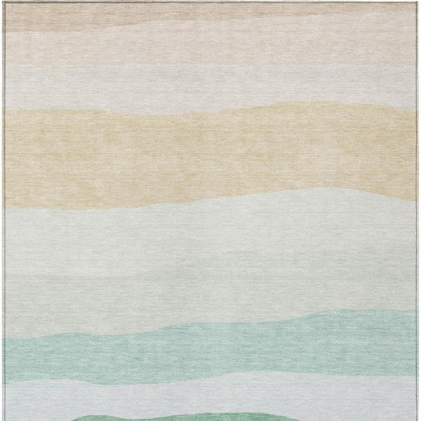 HomeRoots 5' X 8' Striped Teal Blue Green Ivory Rug - Durable, Washable, Perfect for Indoor & Outdoor Spaces 629420