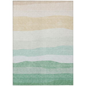HomeRoots 5' X 8' Striped Teal Blue Green Ivory Rug - Durable, Washable, Perfect for Indoor & Outdoor Spaces 629420