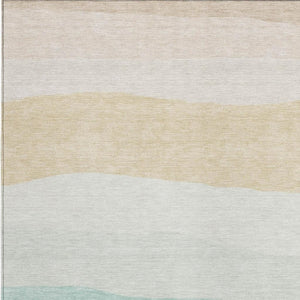 HomeRoots 5' X 8' Striped Teal Blue Green Ivory Rug - Durable, Washable, Perfect for Indoor & Outdoor Spaces 629420