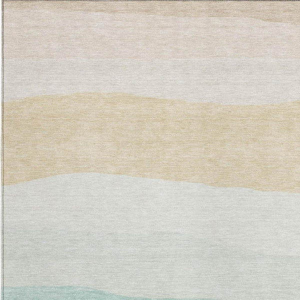 HomeRoots 5' X 8' Striped Teal Blue Green Ivory Rug - Durable, Washable, Perfect for Indoor & Outdoor Spaces 629420
