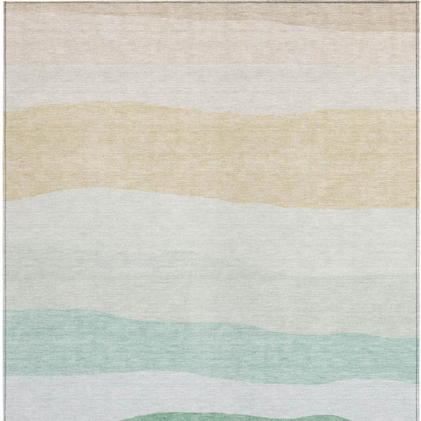 HomeRoots 8' X 10' Striped Teal Blue Green Indoor Outdoor Area Rug – Durable, Washable, Stylish & Versatile! 629422