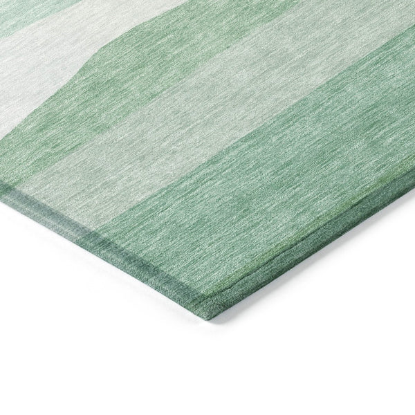 HomeRoots 8' X 10' Striped Teal Blue Green Indoor Outdoor Area Rug – Durable, Washable, Stylish & Versatile! 629422