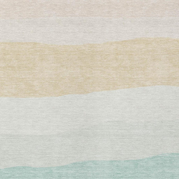 HomeRoots 9' X 12' Striped Teal Blue Green Ivory Area Rug - Washable, Durable for Indoor & Outdoor Spaces! 629423