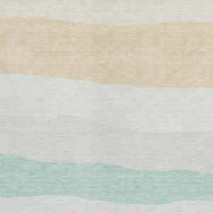 HomeRoots 10' Teal Blue Green Ivory Striped Rug - Stylish, Durable, and Washable for Indoor & Outdoor Spaces 629424