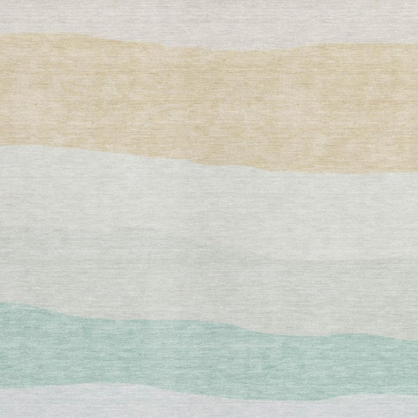 HomeRoots 10' Teal Blue Green Ivory Striped Rug - Stylish, Durable, and Washable for Indoor & Outdoor Spaces 629424