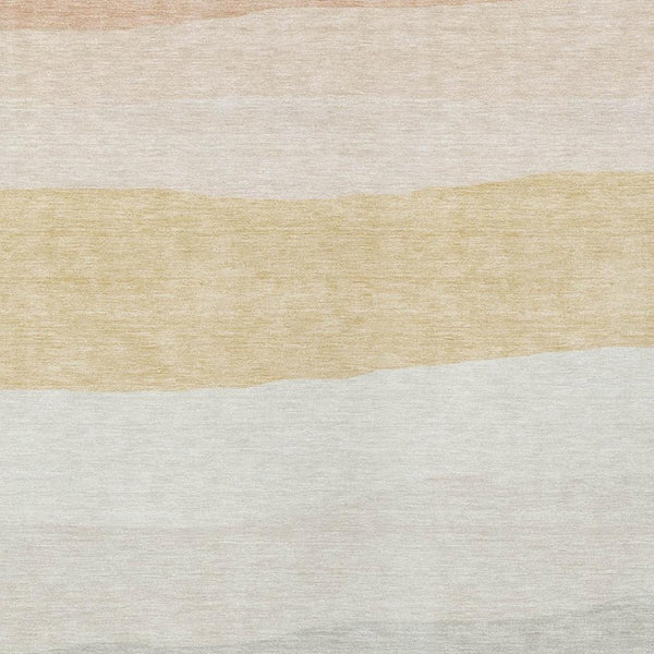 HomeRoots 5' Wheat Gold & Beige Striped Washable Area Rug – Durable Indoor/Outdoor Comfort for Any Space 629426