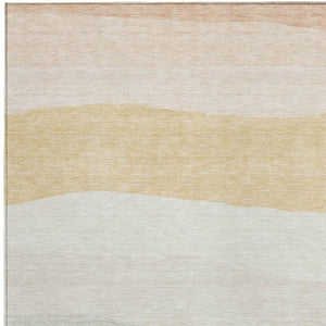 HomeRoots 8' Stylish Wheat Gold & Beige Striped Area Rug – Washable, Durable for Indoor/Outdoor High-Traffic Use 629428
