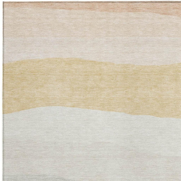 HomeRoots 8' Stylish Wheat Gold & Beige Striped Area Rug – Washable, Durable for Indoor/Outdoor High-Traffic Use 629428