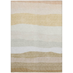HomeRoots 10' Wheat Gold & Beige Striped Area Rug – Washable Indoor/Outdoor Carpet for High-Traffic Spaces 629430