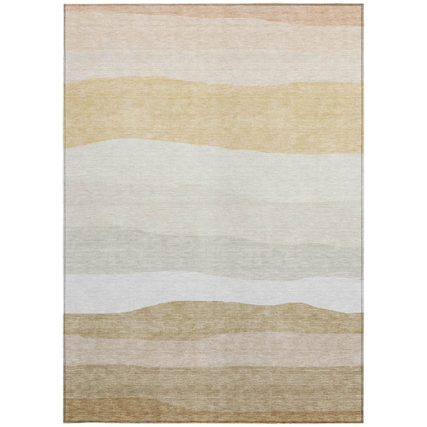 HomeRoots 10' Wheat Gold & Beige Striped Area Rug – Washable Indoor/Outdoor Carpet for High-Traffic Spaces 629430