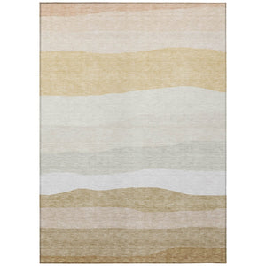 HomeRoots 10' Wheat Gold & Beige Striped Area Rug – Washable Indoor/Outdoor Carpet for High-Traffic Spaces 629430