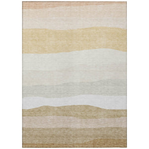 HomeRoots 10' Wheat Gold & Beige Striped Area Rug – Washable Indoor/Outdoor Carpet for High-Traffic Spaces 629430
