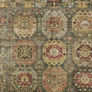 HomeRoots 9' X 12' Artichoke Green Medallion Area Rug - Durable, Washable Design for Indoor & Outdoor Elegance 629435
