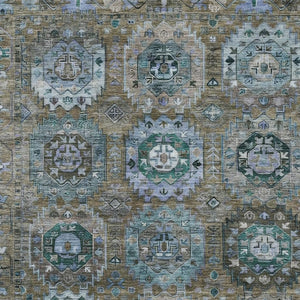 HomeRoots 9' X 12' Medallion Area Rug in Brown, Gray & Teal - Washable, Durable, Indoor/Outdoor Design! 629441