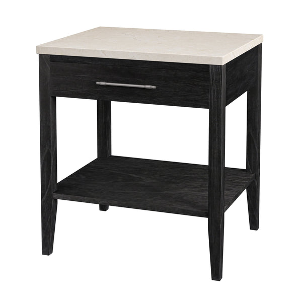 Butler Specialty Butler Averly Marble And Wood Nightstand - Elegant Storage Solution With Open Shelf For Modern Spaces Black Mindi Wood,Mindi Veneer,Mdf,Marble 6294432-butler