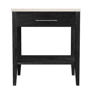 Butler Specialty Butler Averly Marble And Wood Nightstand - Elegant Storage Solution With Open Shelf For Modern Spaces Black Mindi Wood,Mindi Veneer,Mdf,Marble 6294432-butler