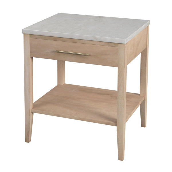 Butler Specialty Butler Averly Elegant Marble And Wood Nightstand With Drawer And Open Shelf For Modern Interiors Light Brown Java Wood,Gamelina Veneer,Mdf,Marble 6294455-butler