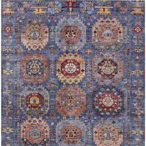 HomeRoots 9' X 12' Denim Blue Medallion Area Rug - Stylish, Stain-Resistant, Washable for Indoor & Outdoor Use 629447