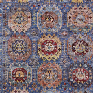 HomeRoots 10' X 14' Denim Blue Medallion Rug - Washable Indoor/Outdoor, Durable Design for High-Traffic Areas 629448