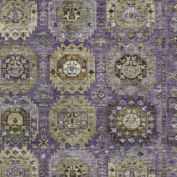 HomeRoots 5' X 8' Eggplant Lavender Medallion Rug - Stylish, Washable Area Rug for Indoor & Outdoor Spaces 629450