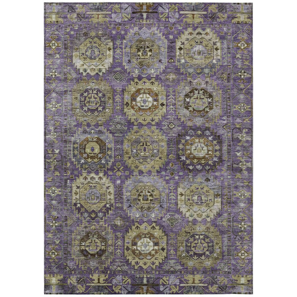 HomeRoots 5' X 8' Eggplant Lavender Medallion Rug - Stylish, Washable Area Rug for Indoor & Outdoor Spaces 629450