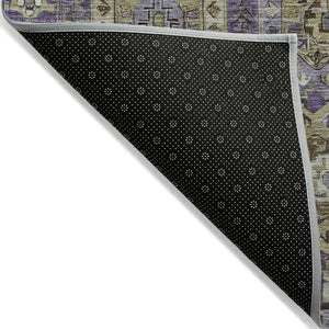 HomeRoots 8' Vibrant Eggplant Lavender & Olive Green Round Medallion Rug - Washable, Durable for Indoor/Outdoor Use 629451