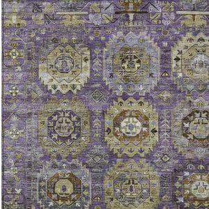 HomeRoots 9' X 12' Medallion Area Rug in Eggplant, Lavender & Olive Green - Durable & Washable for Indoors/Outdoors 629453