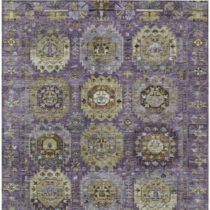 HomeRoots 9' X 12' Medallion Area Rug in Eggplant, Lavender & Olive Green - Durable & Washable for Indoors/Outdoors 629453
