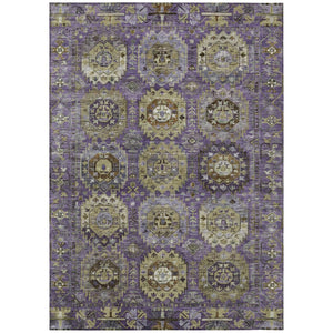 HomeRoots 9' X 12' Medallion Area Rug in Eggplant, Lavender & Olive Green - Durable & Washable for Indoors/Outdoors 629453
