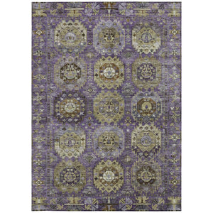 HomeRoots 10' X 14' Elegant Eggplant Lavender Olive Green Medallion Rug – Washable for Indoor & Outdoor Use 629454