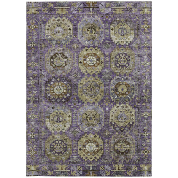 HomeRoots 10' X 14' Elegant Eggplant Lavender Olive Green Medallion Rug – Washable for Indoor & Outdoor Use 629454