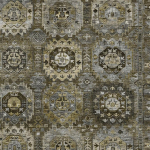 HomeRoots 8' X 10' Brown Charcoal & Beige Medallion Rug - Washable, Durable, Indoor/Outdoor, Easy Care & Stylish 629458