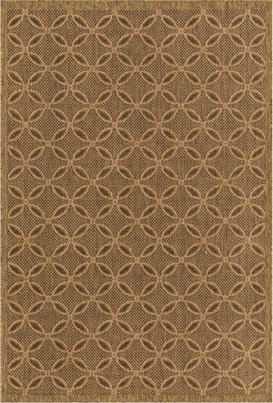 Unique Loom Outdoor Trellis Spiral Machine Made Geometric Rug Light Brown, Brown/Cream/Light Brown/Gold 6' 1" x 9' 0"