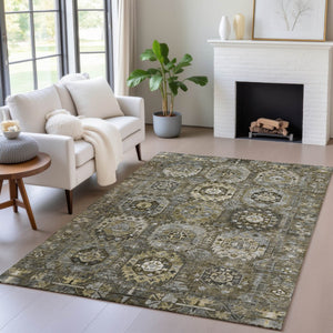 HomeRoots 9' X 12' Medallion Patterned Area Rug - Washable, Durable & Versatile for Indoor/Outdoor Use 629459
