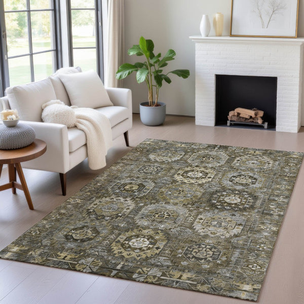 HomeRoots 9' X 12' Medallion Patterned Area Rug - Washable, Durable & Versatile for Indoor/Outdoor Use 629459