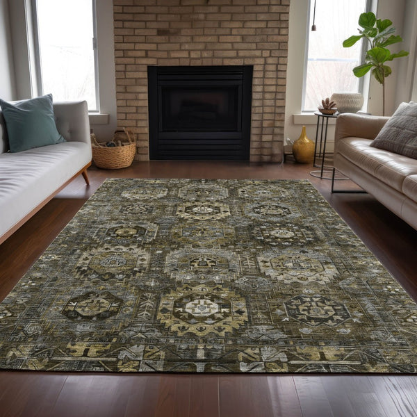 HomeRoots 9' X 12' Medallion Patterned Area Rug - Washable, Durable & Versatile for Indoor/Outdoor Use 629459