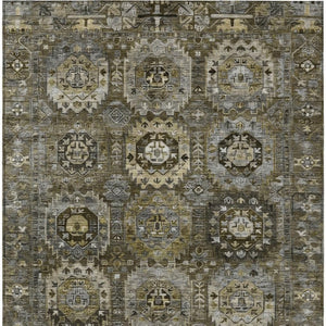 HomeRoots 10' Brown Charcoal & Beige Medallion Area Rug – Washable, Durable Indoor/Outdoor Design for All Spaces 629460