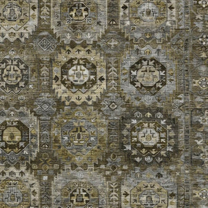 HomeRoots 10' Brown Charcoal & Beige Medallion Area Rug – Washable, Durable Indoor/Outdoor Design for All Spaces 629460