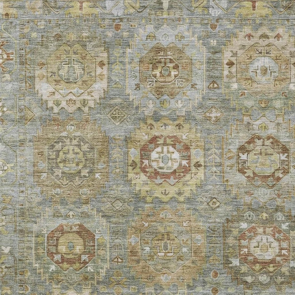 HomeRoots 5' X 8' Sage Brown and Taupe Medallion Area Rug - Stylish, Washable, Indoor/Outdoor for High Traffic Areas 629462